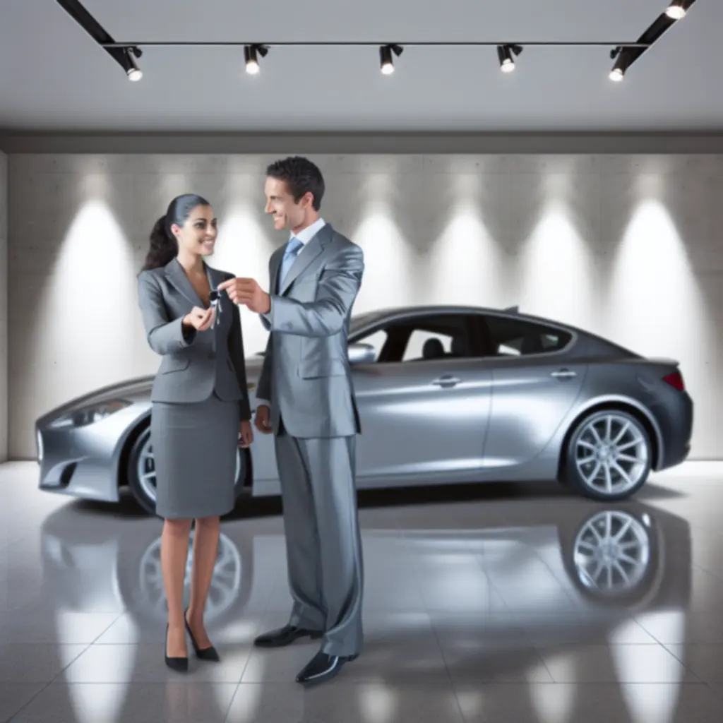 Przekazanie luksusowego samochodu w salonie